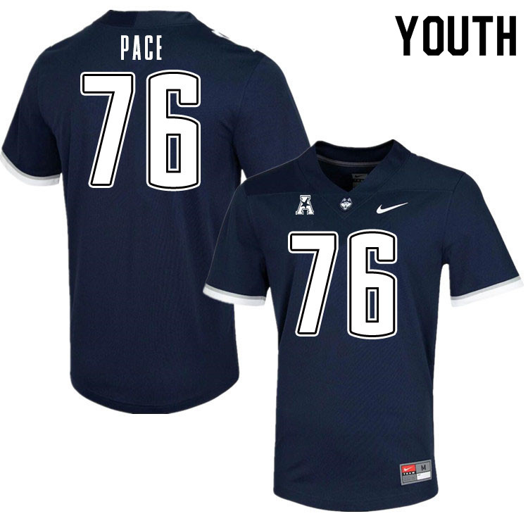 Youth #76 Jonathan Pace Uconn Huskies College Football Jerseys Sale-Navy - Click Image to Close